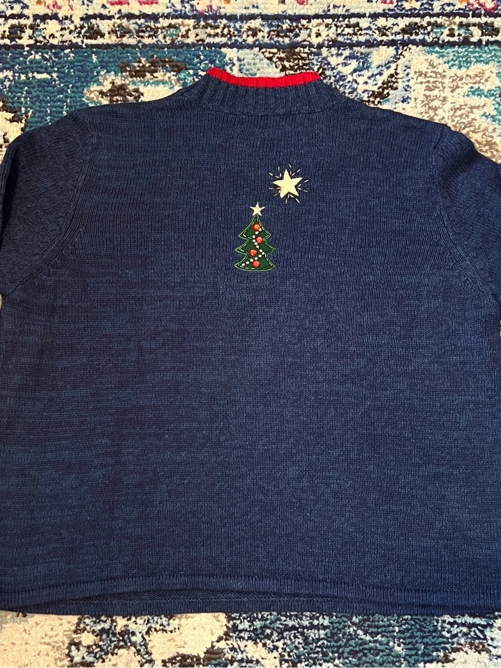 Happy Holidays Navy Knit Sweater Size XL